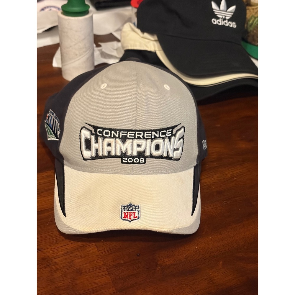 Reebok NFL 2008 Conference Champions Super Bowl XLIII Hat Navy Grey Adjustable